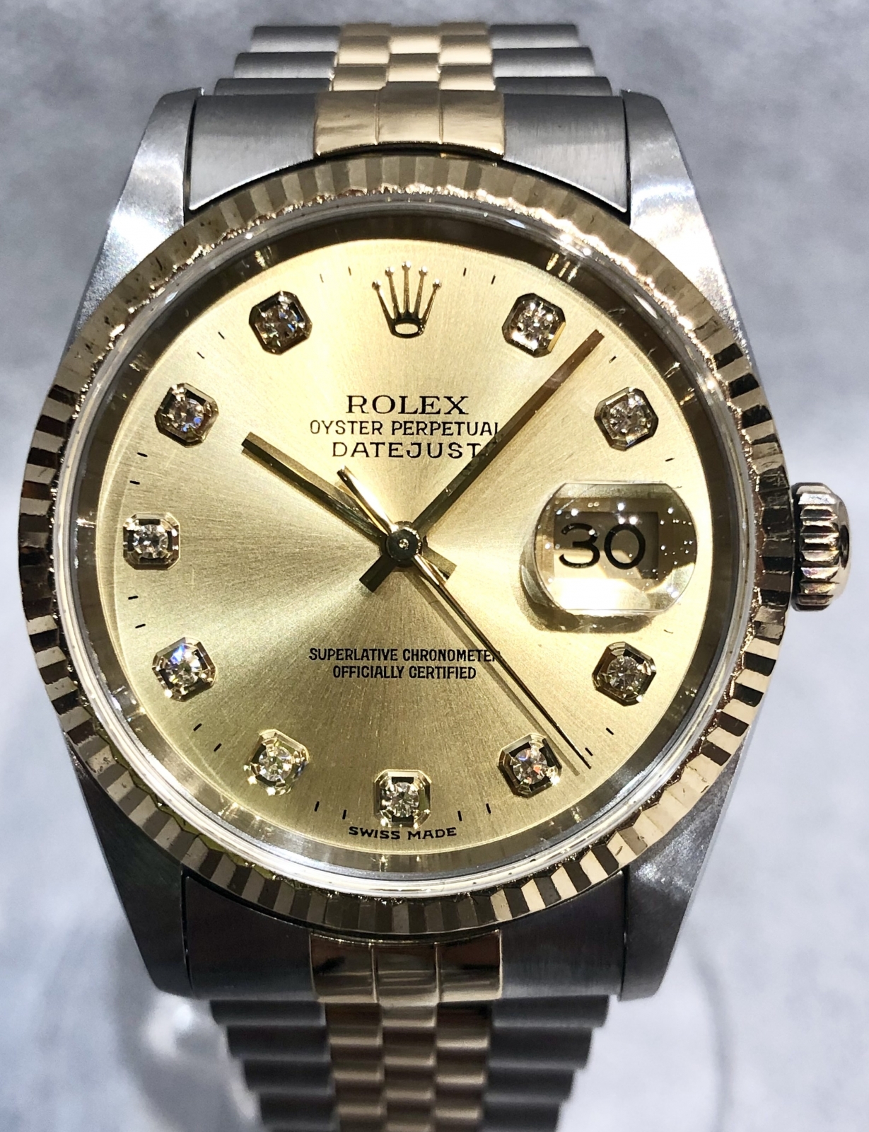 ロレックス ROLEX 16233G K番(2001年頃製造) ブラック /ダイヤモンド メンズ 腕時計